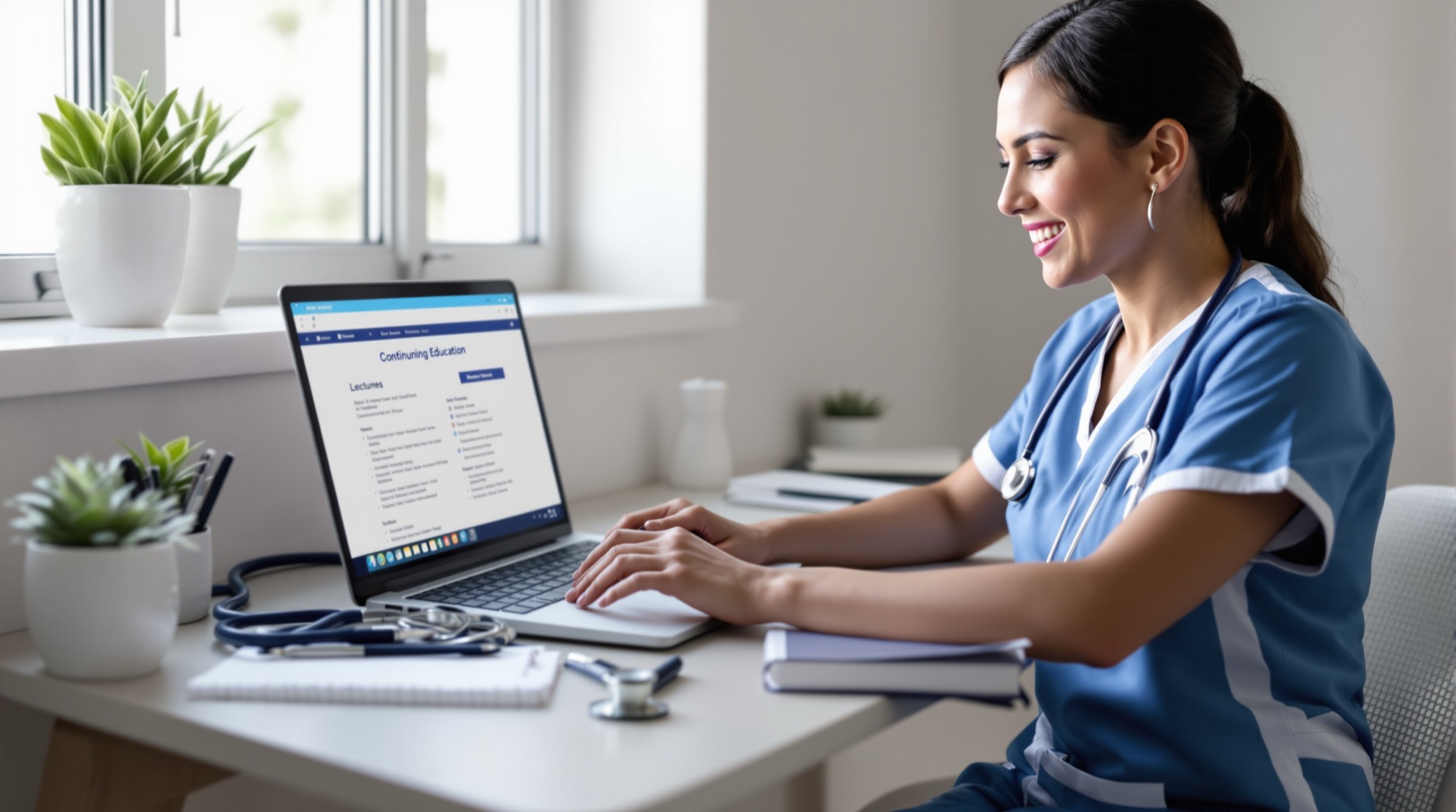 Nurse using professional resources and continuing education materials